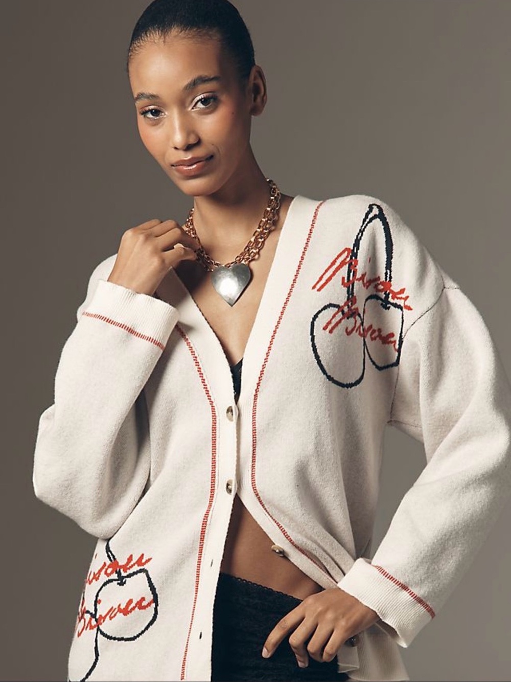 Anthropologie Lyrebird X Jordon Nickson Cardigan Sweater Ivory Pattern NWT - Picture 4 of 6